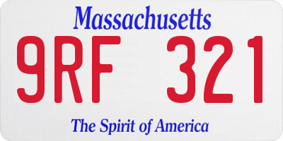 MA license plate 9RF321