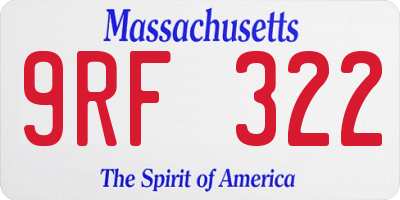 MA license plate 9RF322