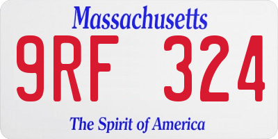 MA license plate 9RF324