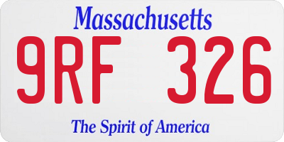 MA license plate 9RF326
