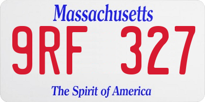 MA license plate 9RF327