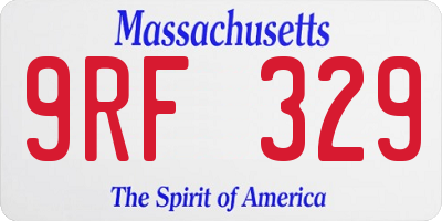 MA license plate 9RF329