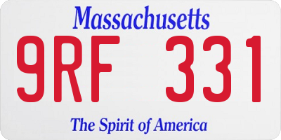 MA license plate 9RF331