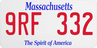 MA license plate 9RF332