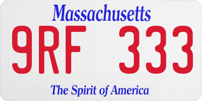 MA license plate 9RF333