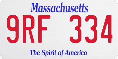 MA license plate 9RF334