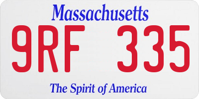 MA license plate 9RF335