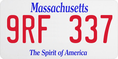 MA license plate 9RF337
