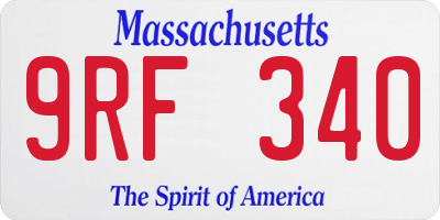 MA license plate 9RF340
