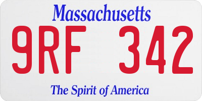 MA license plate 9RF342