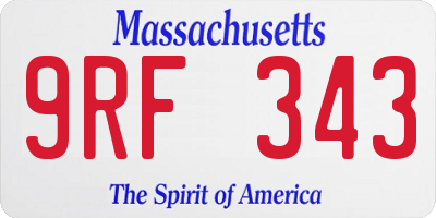 MA license plate 9RF343