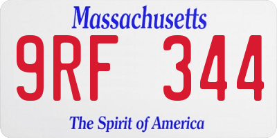 MA license plate 9RF344