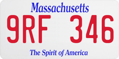 MA license plate 9RF346