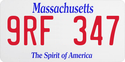 MA license plate 9RF347