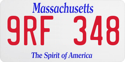 MA license plate 9RF348