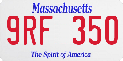 MA license plate 9RF350