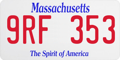 MA license plate 9RF353
