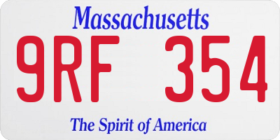 MA license plate 9RF354