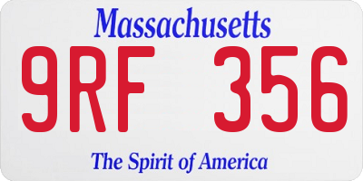 MA license plate 9RF356