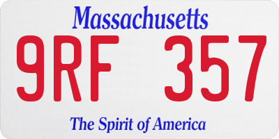 MA license plate 9RF357