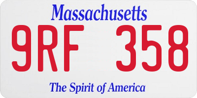 MA license plate 9RF358