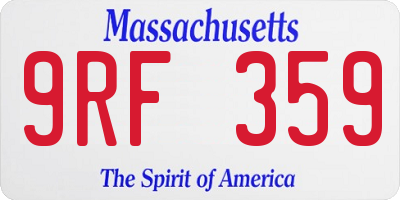 MA license plate 9RF359