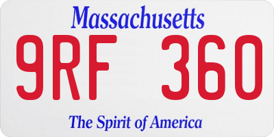 MA license plate 9RF360