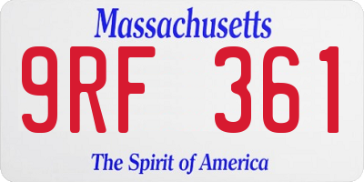 MA license plate 9RF361