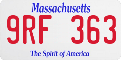 MA license plate 9RF363