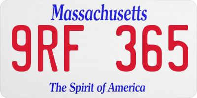 MA license plate 9RF365