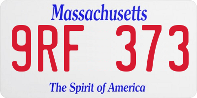 MA license plate 9RF373