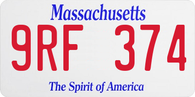 MA license plate 9RF374