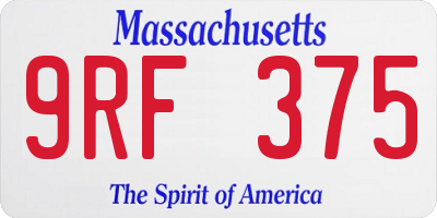 MA license plate 9RF375