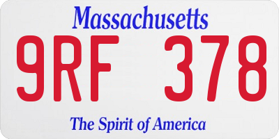 MA license plate 9RF378