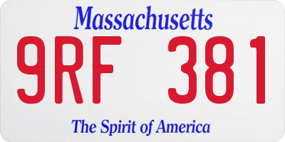 MA license plate 9RF381