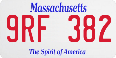 MA license plate 9RF382