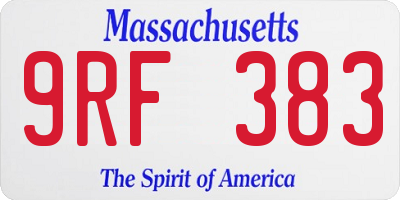 MA license plate 9RF383