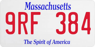 MA license plate 9RF384