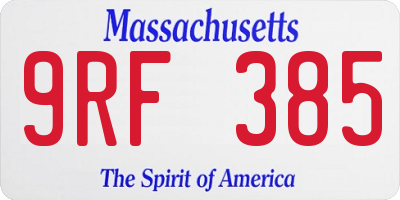 MA license plate 9RF385