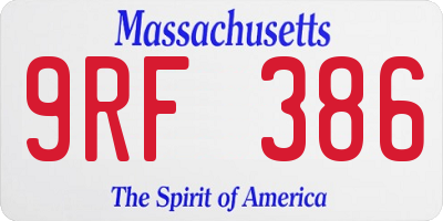 MA license plate 9RF386