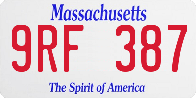 MA license plate 9RF387