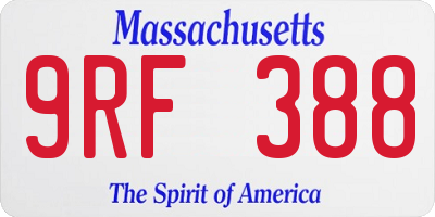 MA license plate 9RF388