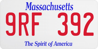 MA license plate 9RF392