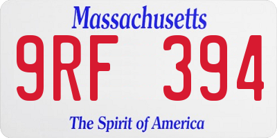 MA license plate 9RF394