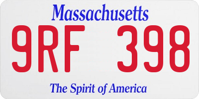 MA license plate 9RF398