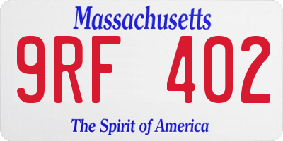 MA license plate 9RF402