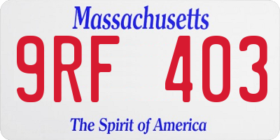 MA license plate 9RF403