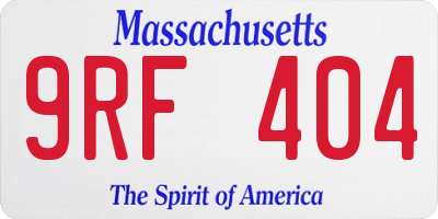 MA license plate 9RF404