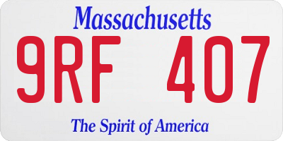 MA license plate 9RF407