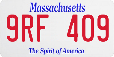 MA license plate 9RF409